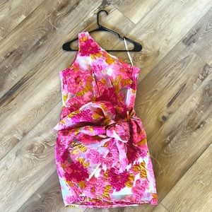 One shoulder floral mini. NEVER WORN